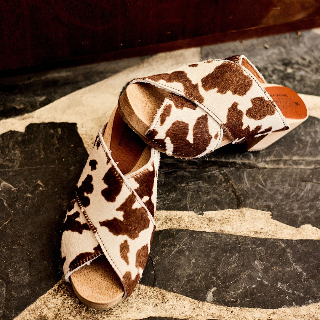 Mule imprimée vache RITA | collaboration Sixsoeurs x Bosabo